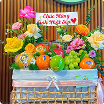 Trái cây tươi | Giỏ Quà Trái Cây Nhập Tông Xanh Lá 4