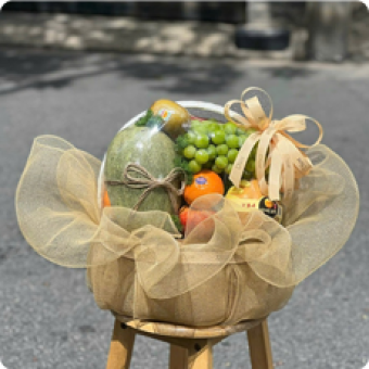 Trái cây tươi | Giỏ Quà Trái Cây Nhập Tông Xanh Lá 10