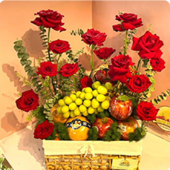 Trái cây tươi | Giỏ Quà Trái Cây Nhập Tông Xanh Lá 6