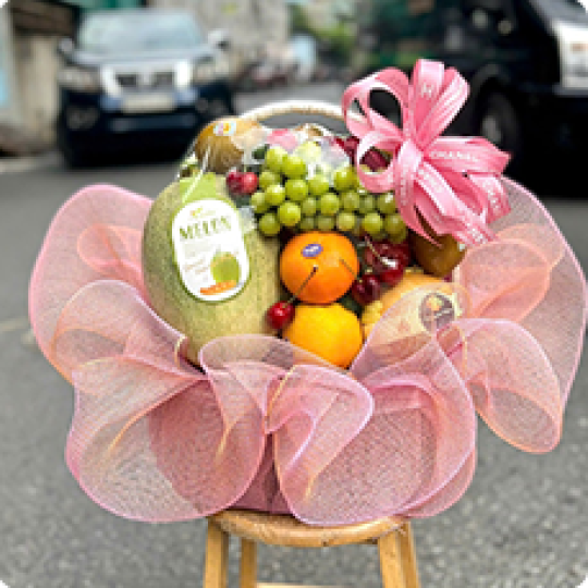 Trái cây tươi | Giỏ Quà Trái Cây Nhập Tông Xanh Lá 3