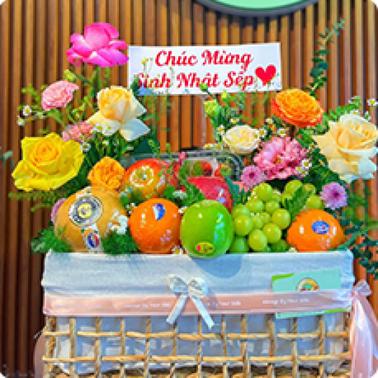 Trái cây tươi | Giỏ Quà Trái Cây Nhập Tông Xanh Lá 4