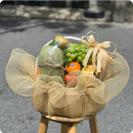 Trái cây tươi | Giỏ Quà Trái Cây Nhập Tông Xanh Lá 10